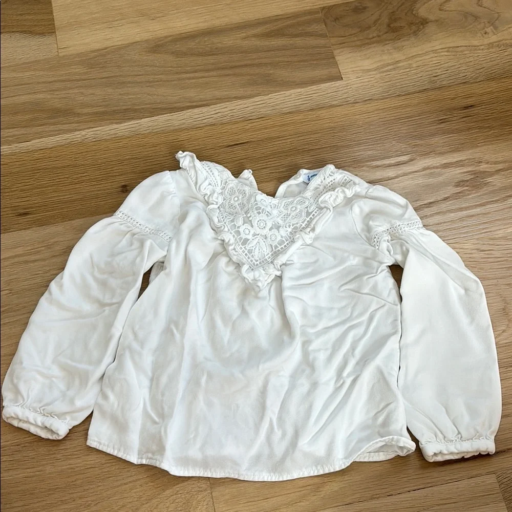 Mayoral Ivory Lace Collar Blouse for Little Girls